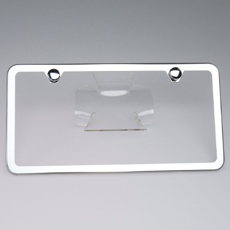 New Stainless Steel Slim Chrome Mirror Universal Fit License Plate Frame w/ Screw Caps - 2 Holes