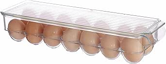 Cq acrylic 14 Egg Holder for Refrigerator,Clear Plastic Egg Storage Container Organizer Bin,Home Egg Fresh Storage Box With LId and Handle for Fridge,Large Capacity Stackable Deviled Egg Tray