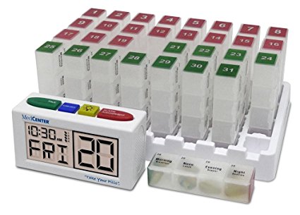 MedCenter Low Profile System Monthly Pill Or Vitamin Organiser Box - Dispenser Will Help You To Take the Right Medication at the Right Time.