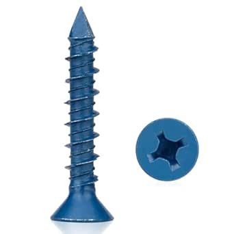 80 Packs, Concrete Screw Anchor, 3/16" x 1-1/4", Blue Flat Head Screws for Anchoring to Masonry, Brick, Block, Cement or Stucco