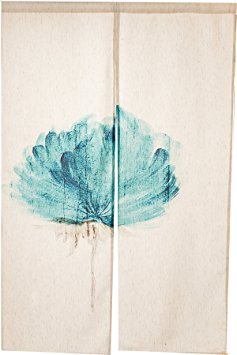 KARUILU home Japanese Noren Doorway Curtain Tapestry with Closeup Blossom 33.5" Width x 47.2" Long (Blue Enchantress)