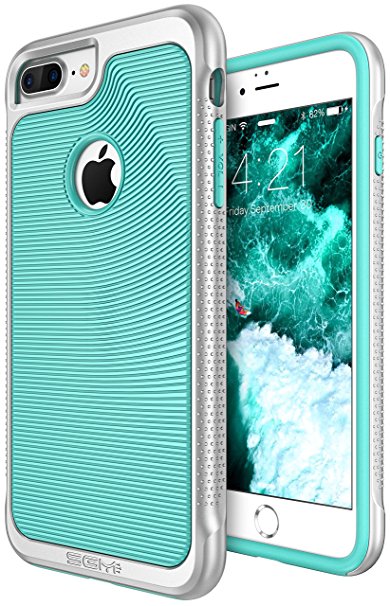 iPhone 7 Plus Case, SGM Premium Hybrid [Dual Layer] Armor Case Cover For Apple iPhone 7 Plus [Advanced Anti-Slip Design] [Shock Proof] (Mint   Silver)