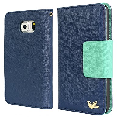 Galaxy S6 Case,By HiLDA,Samsung Galaxy S6 Wallet Case,PU Leather Case,Credit Card Holder,Flip Cover Case[Blue]