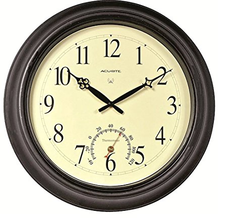 18-Inch Weather-Resistant Metal Antiqued Black Finish Metal Housing And Glass Lens Outdoor Atomic Wall Clock