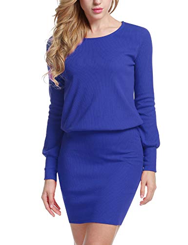 ACEVOG Casual Knit Sweater Dress Women's Crewneck Long Sleeve Bodycon Pencil Midi Dress Winter