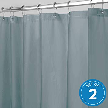 InterDesign PEVA Liner, Plastic Shower use Alone or with Fabric Curtain-Set of 2, Standard, Smoke