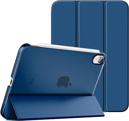 MoKo Case Fit New iPad Mini 6 2021 (6th Generation, 8.3-inch) - Slim Lightweight Hard Clear Back Shell Stand Cover with Translucent Frosted Back Protector, with Auto Wake/Sleep, Dark Sea Blue