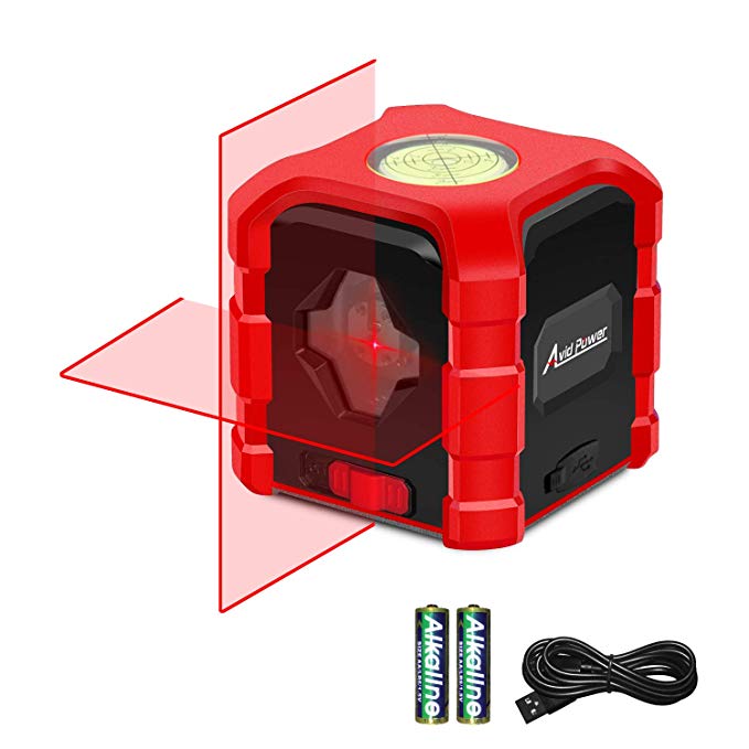 Avid Power Laser Level Self Leveling Cross Line Laser Level for Construction, Vertical and Horizontal Line Lasers with Bubble Level