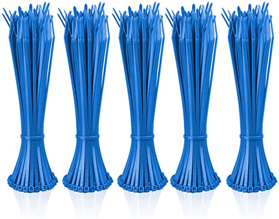 Zip Ties (500pcs) Self-Locking 8 Inch Nylon Cable Ties in Blue