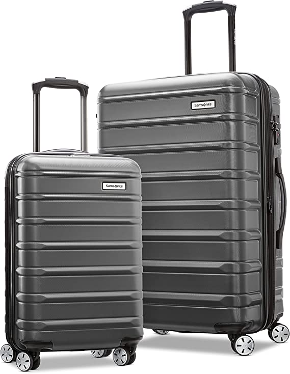 Samsonite Omni 2 Hardside Expandable Luggage with Spinners | Solid Charcoal | 2PC SET (Carry-on/Medium)