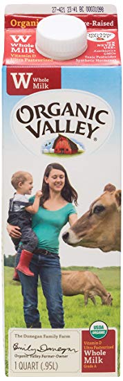 Organic Valley, Organic Whole Milk, Ultra Pasteurized, Quart, 32 oz