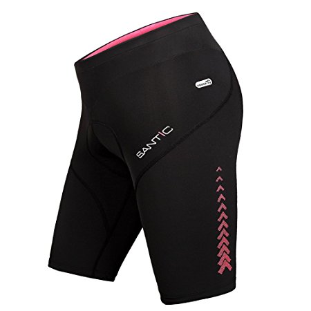 Santic Women's 4D Padded Cycling Shorts Elastic Comfortable MTB Shorts Black