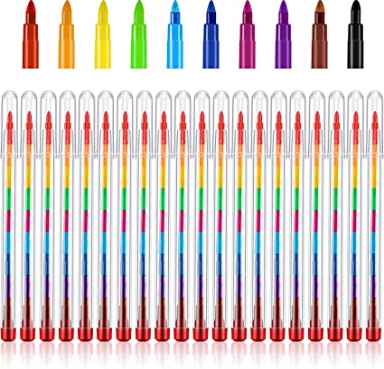 Stackable Colored Pencils, 10 Interchangeable Colors, Stacker Crayon Pencils for Present or Painting (30)