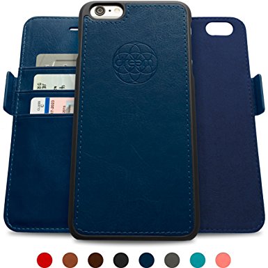Dreem iPhone 6/6s Wallet Case with Detachable SlimCase, Fibonacci Luxury Series, Vegan Leather, RFID Protection, 2 Kickstands, Gift Box - Dark Blue