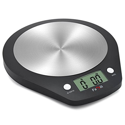 Famili Digital Kitchen Scale Precise Multifunction Electronic Food Scale with Stainless Steel Platform,11lbs/5kg(Battery Included),Black
