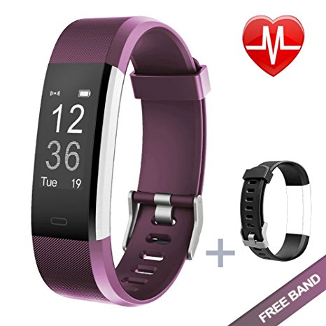 Fitness Tracker, Lintelek Large OLED Touch Screen Activity Tracker with Heart Rate Monitor, Sleep Monitor, Connected GPS function and Multiple Sports Modes, IP67 Waterproof Bluetooth Pedometer Wristband for iOS Android Smartphone
