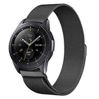 Shangpule Compatible Samsung Galaxy Watch (42mm) Bands, 20mm Milanese Loop Stainless Steel Metal Replacement Bracelet Strap Compatible Galaxy Watch SM-R810/SM-R815 /Gear Sport Smartwatch (Black)