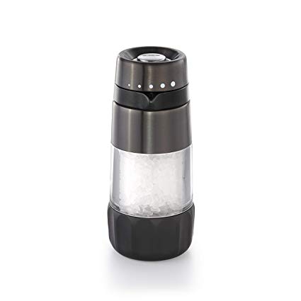 OXO Good Grips Accent Mess-Free Salt Grinder, Black Stainless Steel