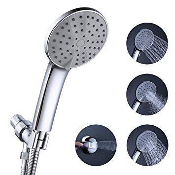 KES Handheld Shower Head with Extra Long Hose and Shower Arm Mount Bracket Holder Bathroom 3 1 Setting Replacement Showerhead for Bath Showering System Chrome, DP401-CH