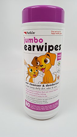 Petkin Jumbo Ear Wipes for Cats & Dogs