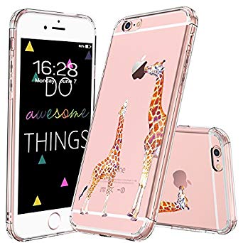 MOSNOVO iPhone 6S Plus Case/iPhone 6 Plus Case, Cute Giraffe Clear Design Printed Transparent Plastic Hard Back Case with Soft TPU Bumper Protective Cover for Apple iPhone 6 Plus/iPhone 6S Plus