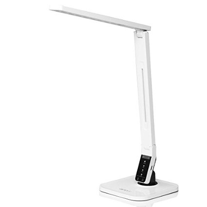 ANNT LED Desk Lamp Dimmable Reading Light Eye-caring 4 Lighting Modes 5-level Dimmer Touch-sensitive Control Panel Auto Timer with USB Charging Port White