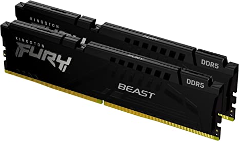 Kingston Technology Fury Beast 32GB (2x16GB) 5600MT/s DDR5 CL36 Desktop Memory Kit of 2 | AMD Expo | Plug N Play | KF556C36BBEK2-32, Black