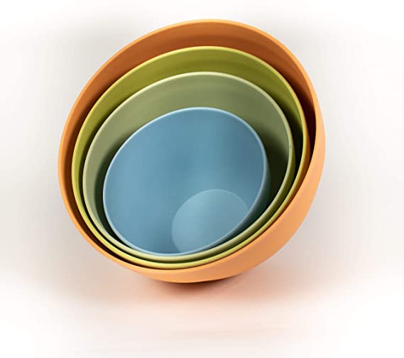 Bamboozle Nesting Bowls Set for Mixing and Serving, Dishwasher Safe, 4-Piece, Pastel