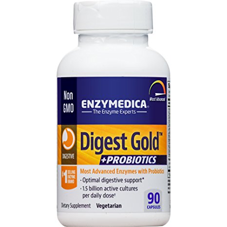 Enzymedica - Digest Gold   Probiotics, Advanced Digestive Enzymes   Probiotics for Essential Digest Care, 90 Capsules