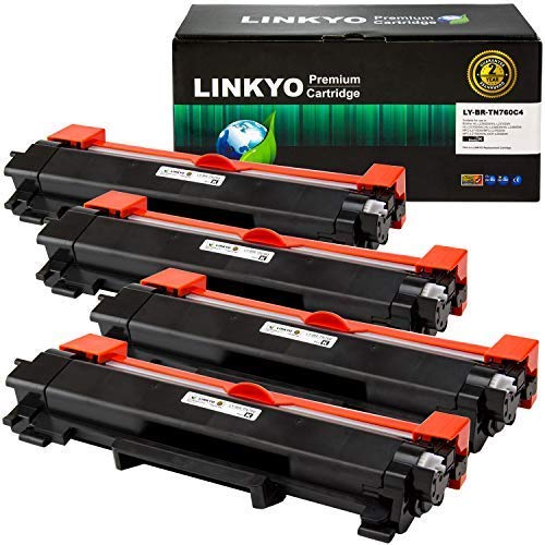 LINKYO Compatible Toner Cartridge Replacement for Brother TN760 TN-760 TN730 (Black, High Yield, 4-Pack)