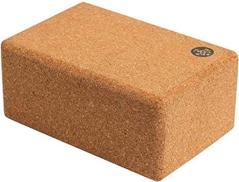 Manduka Cork Yoga Block, Resilient Material, Portable Fit & Easy to Grip, Comfortable Contoured Edges, Multi Size