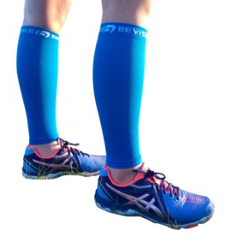 Calf Compression Sleeve - BeVisible Sports Men and Women's Leg Compression Sleeves - True Graduated Compression - Calf Guard Shin Splints Sleeves - Best for Basketball, Running, Baseball, Walking, Cycling, Training and Travel - Boosts Circulation - Aids Faster Recovery - 1 Pair - Satisfaction Guaranteed