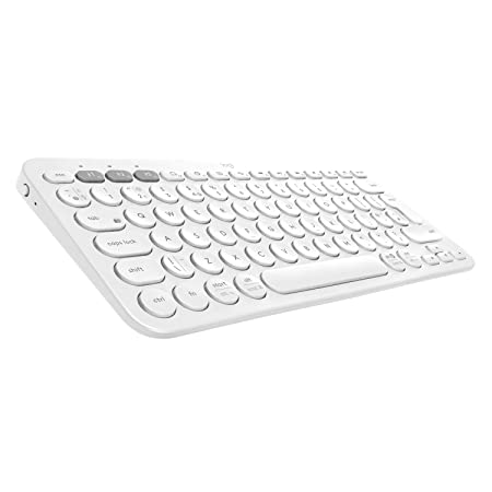 Logitech K380 Wireless Multi-Device Bluetooth Keyboard for Windows, Apple iOS, Apple TV, Android or Chrome, for PC/Mac/Laptop/Smartphone/Tablet(Off White)