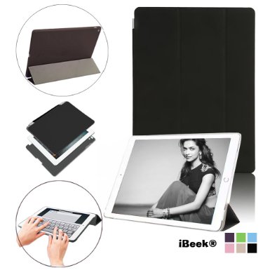 iPad Pro Case iBeek Ultra Slim Fit Magnetic Folio Smart Cover and Translucent Back Case with WakeSleep Function for 129 Inch Apple iPad Pro 2015 Released Black