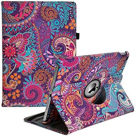 iPad 10.2 Case iPad 9th Generation 2021/ iPad 8th Generation 2020/ iPad 7th Generation 2019, 360 Degree Rotating Stand Case Protective Cover with Auto Sleep/Wake Function(National Wind)