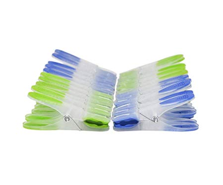 Home-X Blue Green Translucent Plastic Clothespins | Set of 24