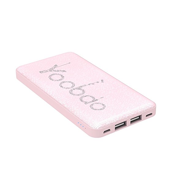 Yoobao 10000mAh Ultra Slim Portable Charger Power Bank Powerbank External Battery Charger Backup Battery Pack (Lightning & Micro Dual Input) for iPhone iPad Tablet Samsung Galaxy and More - Pink