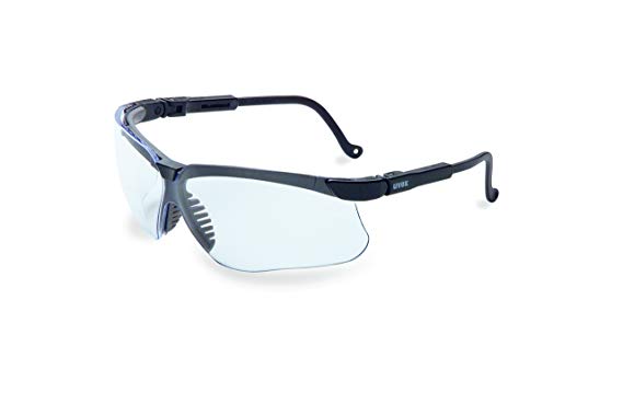 Uvex by Honeywell Genesis Safety Glasses, Black Frame with Clear Lens & HydroShield Anti-Fog Coating (S3200HS)