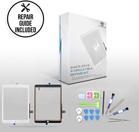 TechOrbits IPAD 6th Generation 2018 (A1893, A1954) Touch Screen Replacement Glass Digitizer 9.7” with Repair Guide & Tool Kit (White)