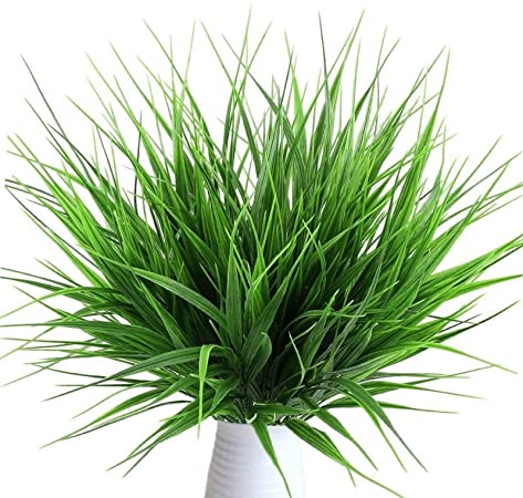 Lvcky 4 Bouquets Realistic Artificial Plastic Plants Fake Wheat Grass Greenery Artificial Plastic Shrubs for Outdoors Home Table Kitchen Office Wedding Garden Grave Verandah Decorations