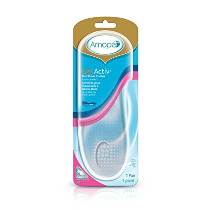 Amope GelActiv Flat Shoes Insoles for Women, 1 pair, Size 5-10