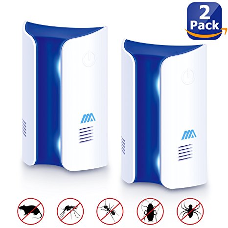 Adoric Life 2 Pack Ultrasonic Electromagnetic Pest Repellent, Pest Control Plug in Repeller Indoor for Mosquitoes, Mice, Rats, Roaches, Spiders, Rodents, Flies - Human & Pet Safe Pest Warrior
