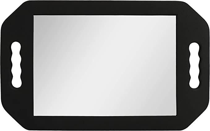 Kurtzy Lightweight Handheld Hairdressing Mirror - Black Foam Handle Mirror for Barbers, Salons and Beauticians - Double Handle Mirror - Viewing Mirror for Back of Head Haircuts