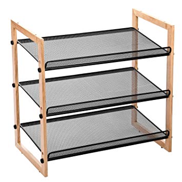 MaidMAX Stackable Shoe Organizer, 3-Tier Adjustable Flat/Slanted Wire Shoe Rack Storage Tower for Closet Bedroom & Entryway, Bronze