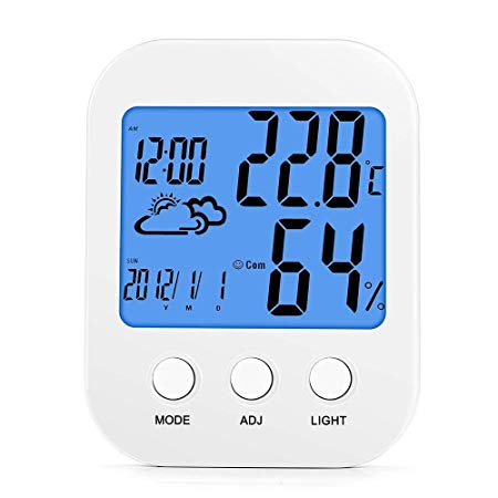 Telaero Electronic Luminous thermometer TH207 Humidity Monitor with Indoor Thermometer, Digital Hygrometer and Humidity Gauge Indicator