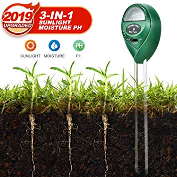 Soil Moisture Ph Test Meter, Soil Sunlight Tester with Bonsai Tools, 3 in 1 Soil Test Kit for PH/Moisture/Light, for Home and Garden, Lawn, Farm, Indoor & Outdoor Plants Care (No Battery Needed)