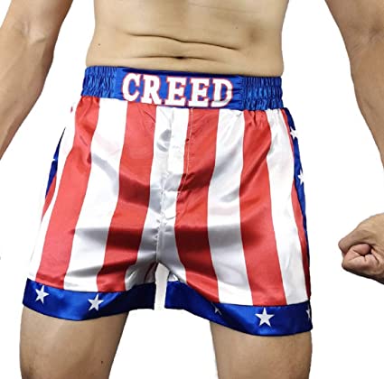 Creed Rocky Men's Apollo Johnson Movie Boxing American Flag Shorts Trunks Boxers