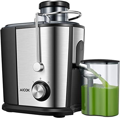 Juicer Machine, Aicook Wide Mouth Juice Extractor 600W, Juicers for Whole Fruit and Vegetable, Anti-drip Function, Dual Speed Settings Centrifugal Juicer with BPA-Free Food Grade Stainless Steel