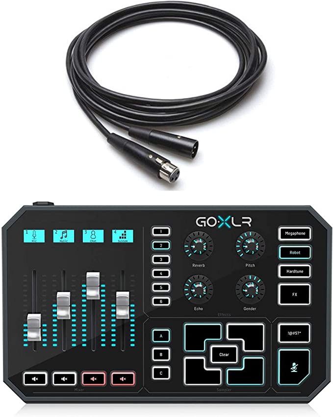 GoXLR - Mixer, Sampler, & Voice FX for Streamers Bundle w/Mic Cable