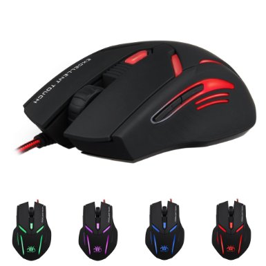 aLLreLi SK-T2 4000DPI Optical Gaming Mouse w 6 Programmable Buttons Omron Micro switch Ergonomic and Symmetrical Design for Left Handed and Right Handed Gamers